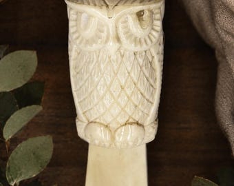 Vintage Hand Carved Snow Owl Shoehorn, Authentic Inuit Eskimo Art, Natural Material, One of a Kind