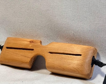 Inuit Snow Goggles in Maple Wood, Artisan Arctic Sunglasses, Masterful Eskimo Eyewear Replica, Unique Statement Piece