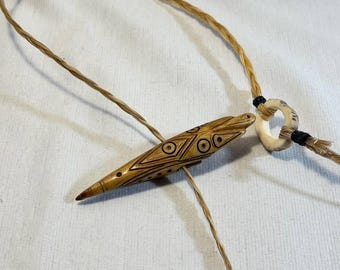Harpoon Head Pendant, Northwest Coast Inspired Jewelry, Native Americans Style Blade Amulet, Horsehair Cord Necklace, Gift for Him