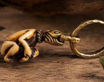 Jaguar Spirit Protector Pendant, Shamanic Amulet of Rebirth, Hand Carved Brass Totem, Guardian Pendant for Him