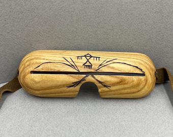 Inuit Inspired Snow Goggles, Handcrafted Wooden Yupik Replica, Rustic Alaskan Eskimo Mask #2