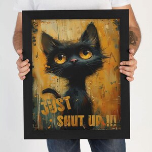かわいい猫はただ静かにするのが大好き - 面白い猫の絵画カフェの壁アート壁ポスター壁装飾猫好きギフトポスター面白いホームプリント