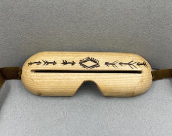 Inuit snow goggles, Yupik replica wooden goggles, Eskimo Rustic Mask with pattern