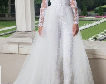 lace jumpsuit wedding dress