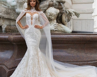 white lace mermaid dress