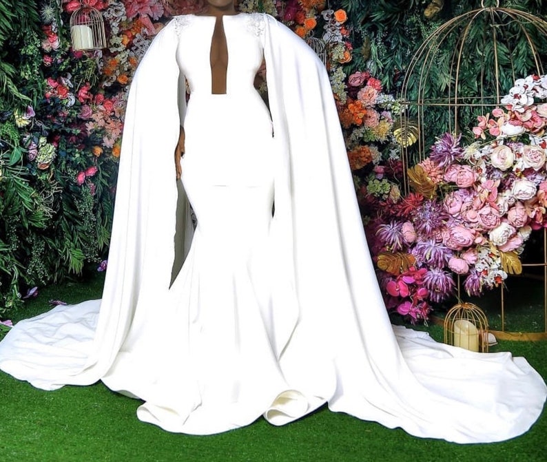 mermaid gown with cape