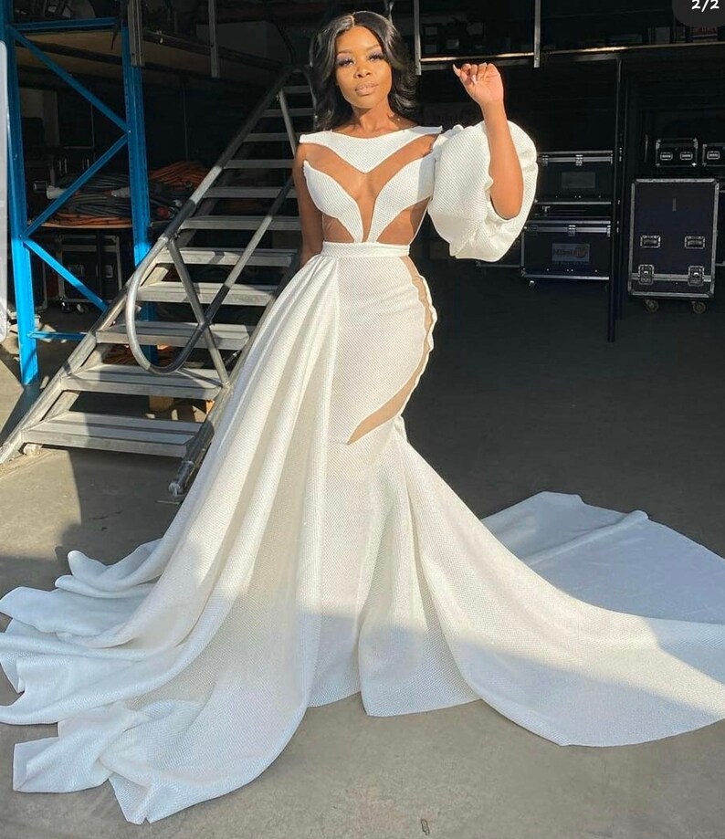 long mermaid prom dress with side train wedding reception dress,maid of honor dress African dress for prom engagement and wedding gowns