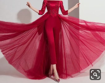 red formal jumpsuit
