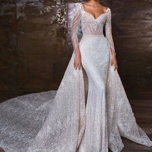 bride swimsuit with train