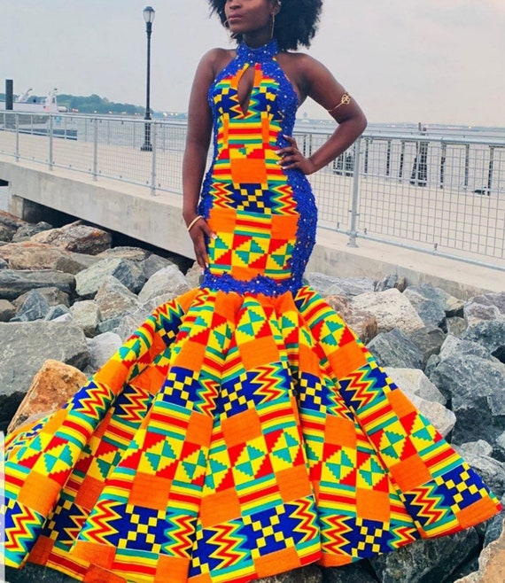 kente cloth prom dress