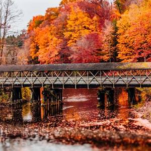 Rustic Kal Haven trail bridge on a fall afternoon