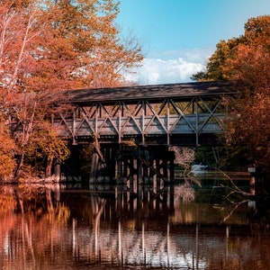 Rustic Kal Haven trail bridge on a fall afternoon