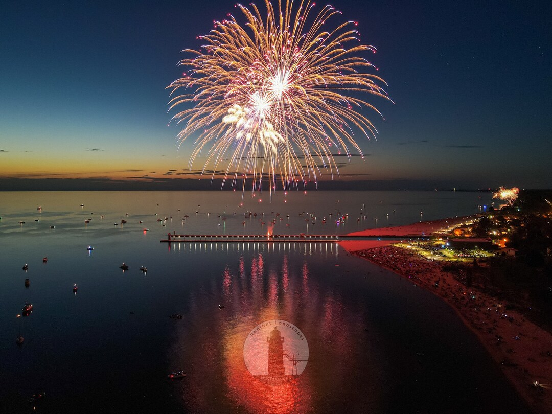 Light up the Lake South Haven Fireworks Over Lake Michigan Etsy
