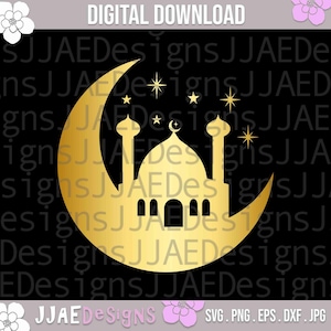 Svg de Ramadán, Svg de Eid Mubarak, pegatinas de Eid, signo de Ramadán Mubarak, decoración de Eid, archivos Svg de Eid Ramadán para Cricut Svg, DXF, PNG, EPS, JPG