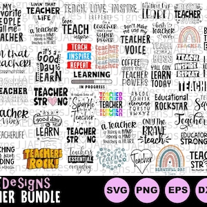 Teacher Svg Bundle, Teacher svg, Teacher Quote Svg, Teacher shirt Svg, Teacher Life Svg, Back to School, Teacher cut file svg png dxf pdf