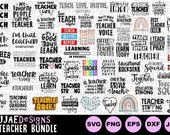 Teacher Svg Bundle, Teacher svg, Teacher Quote Svg, Teacher shirt Svg, Teacher Life Svg, Back to School, Teacher cut file svg png dxf pdf