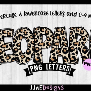 Letras PNG de leopardo, paquete de alfabeto de sublimación, letras de tablón de anuncios PNG, fuente escolar, alfabeto doodle PNG, letras doodle de leopardo PNG