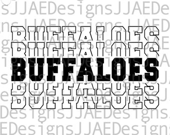 Buffaloes svg, school sports team shirt svg, school mascot svg, buffaloes school svg, buffaloes shirt svg, eps, dxf, png, jpg, cut file