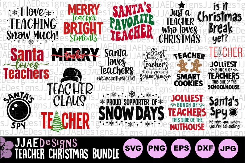 Christmas Teacher svg Bundle, Teacher SVG, Christmas Teacher svg, Teacher Christmas Cut File for Cricut Silhouette, svg, dxf, png, eps, jpg image 1
