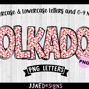 Polka Dot Font Doodle Alphabet, Polka Dot Alphabet Letters, PNG Bundle Alphabet, Doodle Alpha Sets, Polkadot Alphabet Doodle Sublimation PNG