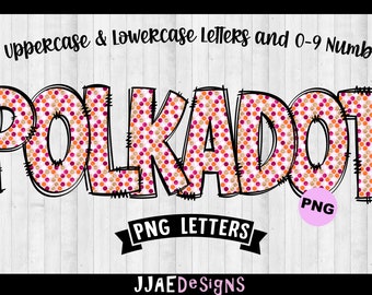 Polka Dot Font Doodle Alphabet, Polka Dot Alphabet Letters, PNG Bundle Alphabet, Doodle Alpha Sets, Polkadot Alphabet Doodle Sublimation PNG