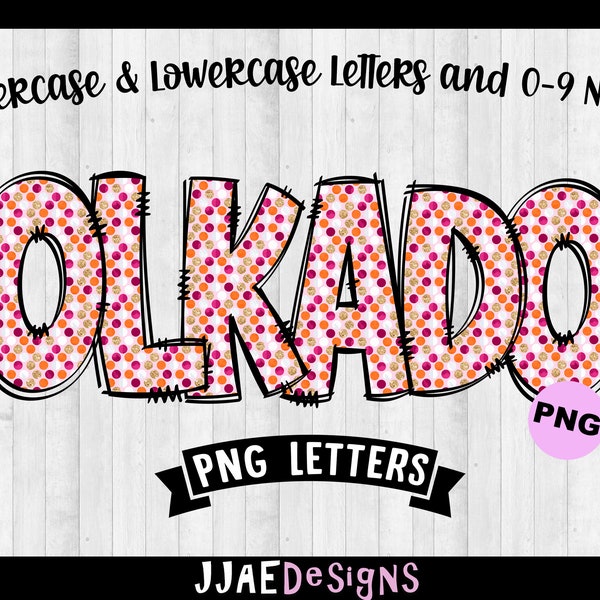 Polka Dot Font Doodle Alphabet, Polka Dot Alphabet Letters, PNG Bundle Alphabet, Doodle Alpha Sets, Polkadot Alphabet Doodle Sublimation PNG