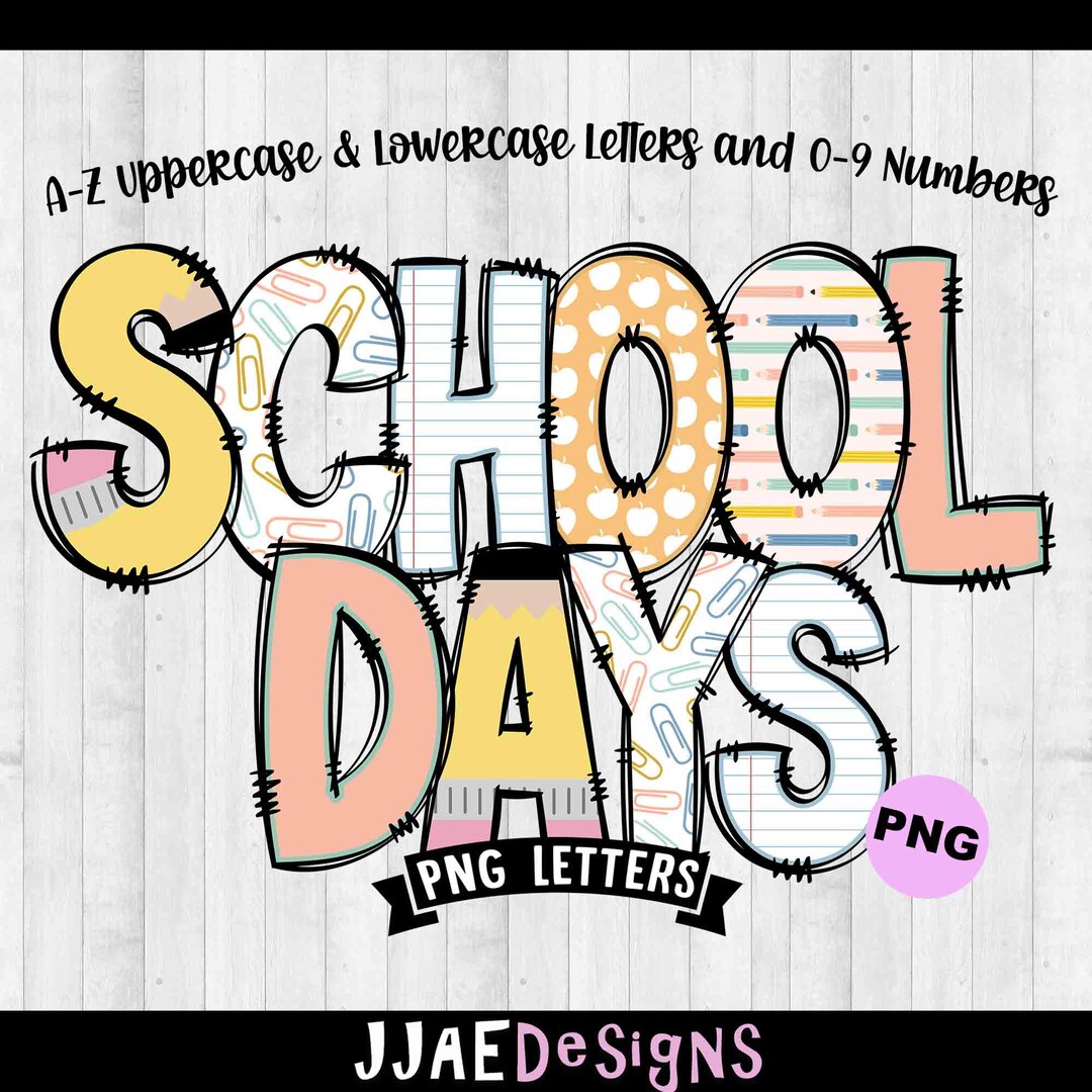 Back to School Doodle Letters, School Alphabet PNG Letters, Doodle ...