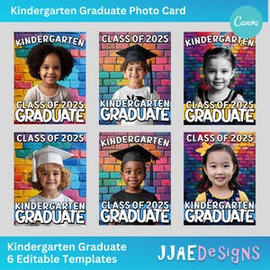 Kindergarten-Abschluss-Vorlage, Kindergarten-Abschluss-Fotokarte, Kindergarten-bearbeitbare Abschlussvorlagen, Canva-Vorlage, 8,5 x 11 PDF