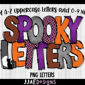 Halloween PNG Letters, Doodle Halloween Alphabet, PNG Doodle Letters Set PNG, Halloween Doodle Alphabet Bundle, Bulletin Board Letters png