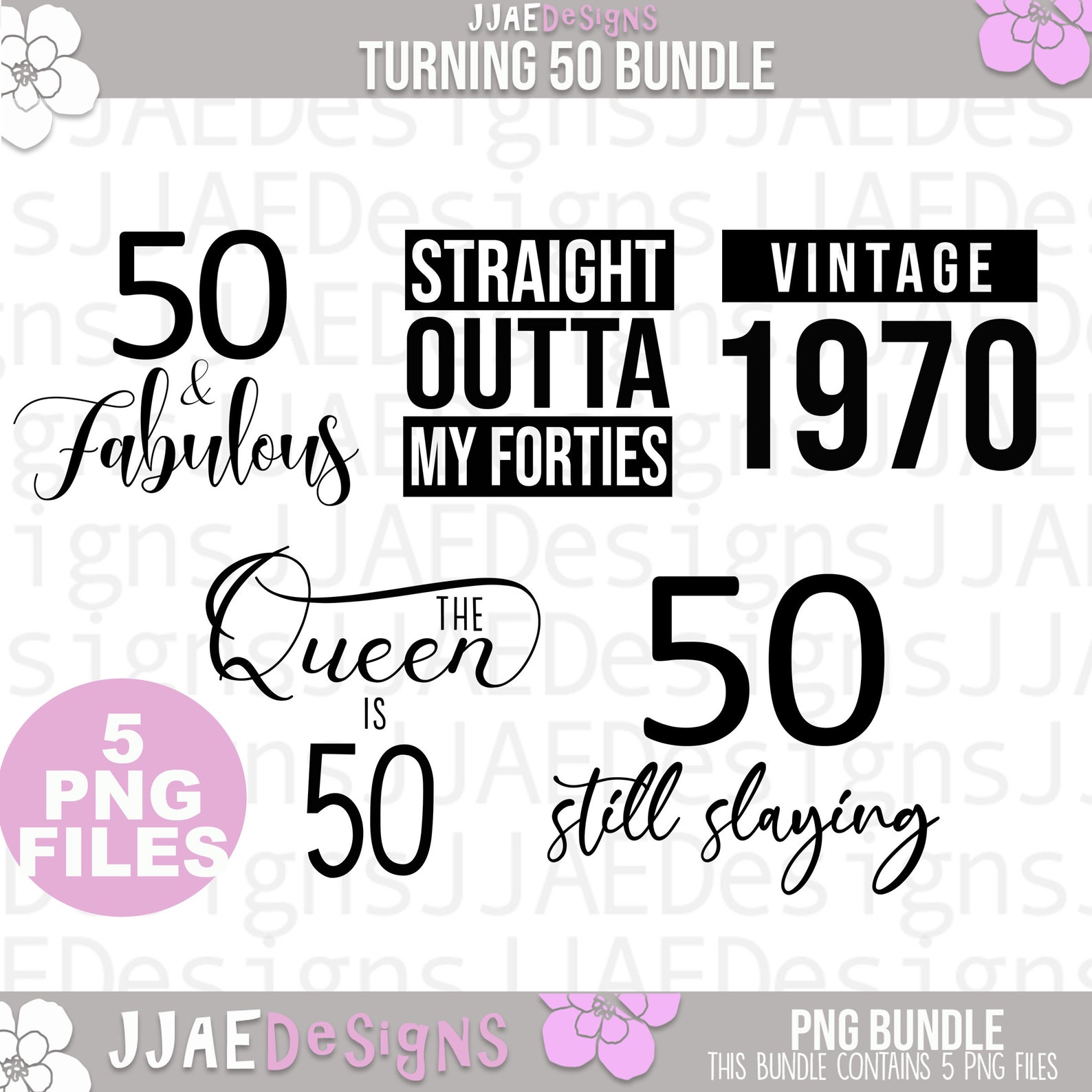 Turning 50 PNG BUNDLE 50th Birthday Vintage 1970 Png 50 - Etsy