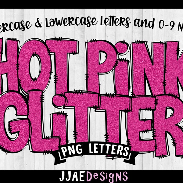 Hot Pink Glitter Doodle Letters, Glitter Alphabet letters, Pink Glitter Alphabet Letters, Alphabet Doodles PNG Bulletin Board Letters