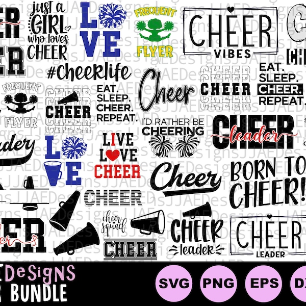 Cheerleader svg Bundle, Cheer svg, Cheerleader svg, Cheerleading svg, Cheer shirt svg, eps, dxf, pdf, png, jpg, cheer cut file for Cricut