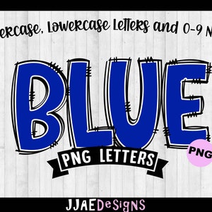 Blauwe png-letters, doodle blauw alfabet, png-doodleletters set png, hoofdletters, blauwe doodle-alfabet prikbordletters