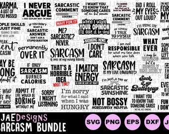 Pacchetto svg sarcastico, pacchetto svg sarcasmo, citazione sarcastica divertente svg / detti divertenti svg / sarcastico svg, eps, dxf, png, jpg DOWNLOAD IMMEDIATO