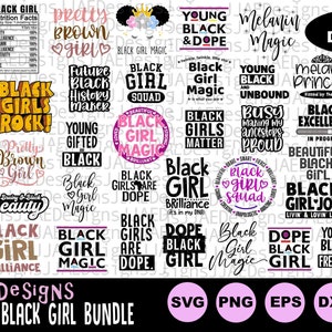 Black Girls SVG-bundel | zwart meisje svg | Afro-Amerikaans meisje svg | zwarte meid magische svg | zwart kind zwarte vrouw svg, eps, dxf, png, jpg
