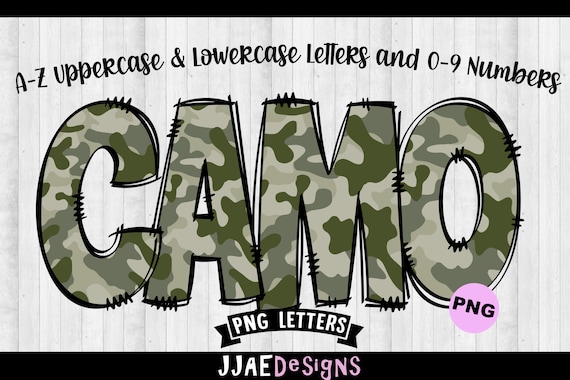 Camouflage PNG Letters, Sublimation Alphabet Bundle, bulletin board letters png school font Doodle Alphabet png, Camouflage Doodle Letters