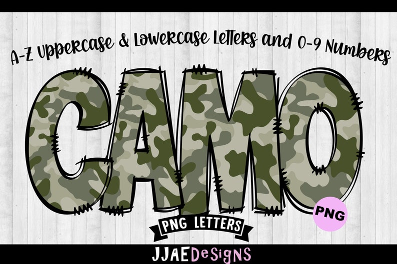 Camouflage PNG Letters, Sublimation Alphabet Bundle, bulletin board letters png school font Doodle Alphabet png, Camouflage Doodle Letters image 1