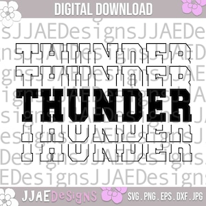 Thunder svg, school sports team shirt svg, school mascot svg, thunder school svg, thunder shirt svg, eps, dxf, png, jpg, thunder cut file