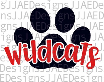 Wildcats svg, school sports team shirt svg, school mascot svg, wildcat school svg, wildcat shirt svg, eps, dxf, png, jpg, cut file