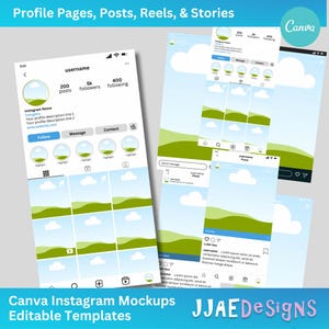 Instagram Profile Mockup Editable Canva Template, Social Media Mockup, Canva Instagram Reels and Posts Mock-up, Instagram Stories Mock-up