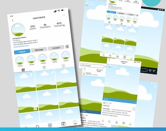 Instagram Profile Mockup Editable Canva Template, Social Media Mockup, Canva Instagram Reels and Posts Mock-up, Instagram Stories Mock-up
