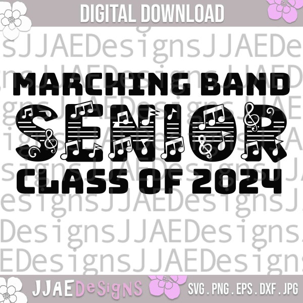 Marching Band Senior svg | Klasse von 2024 svg | Blaskapelle Shirt svg | Blaskapelle png svg | Band Familie svg | svg, eps, png, dxf