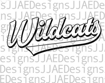 Wildcats svg, school sports team shirt svg, school mascot svg, wildcat school svg, wildcat shirt svg, eps, dxf, png, jpg, cut file