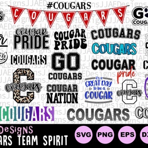 Cougars SVG Bundle, cougars svg, school spirit svg, Cougar school mascot svg, School Spirit Cougar svg, eps, dxf, png, jpg, vinyl cut file