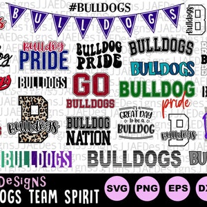 Bulldogs svg bundle, school spirit shirts svg, school mascot svg, bulldog school team svg, teacher shirt svg, eps, dxf, png, jpg, vinyl