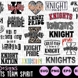Knights SVG Bundle, school spirit shirt svg, Knight school mascot svg, School Spirit Knight shirt svg, eps, dxf, png, jpg, vinyl cut file
