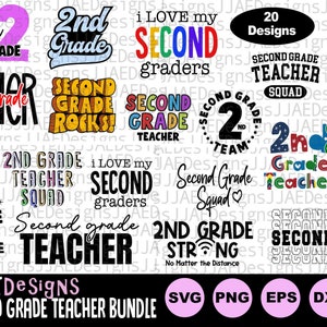 Bundle de svg professeur de deuxième année, 2e année Svg, 2e année professeur chemise Svg, 2e année professeur vie Svg, rentrée des classes, svg Dxf Png Eps Jpg