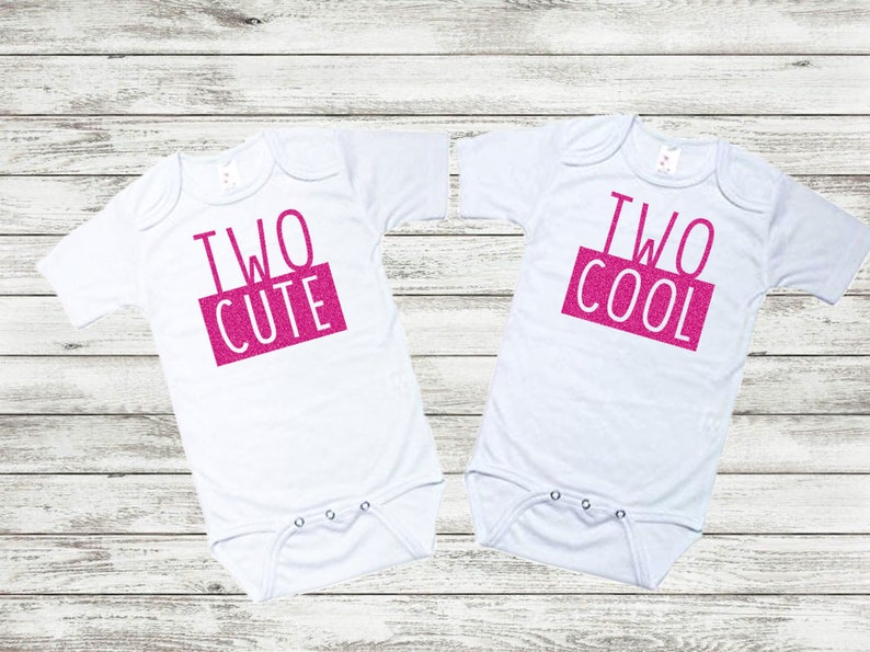 Twin Svg Baby Onesie Two Cute Two Cool Svg funny baby onesie |funny onesie Infant saying svg twin onesie Svg Png Twin Onesie svg