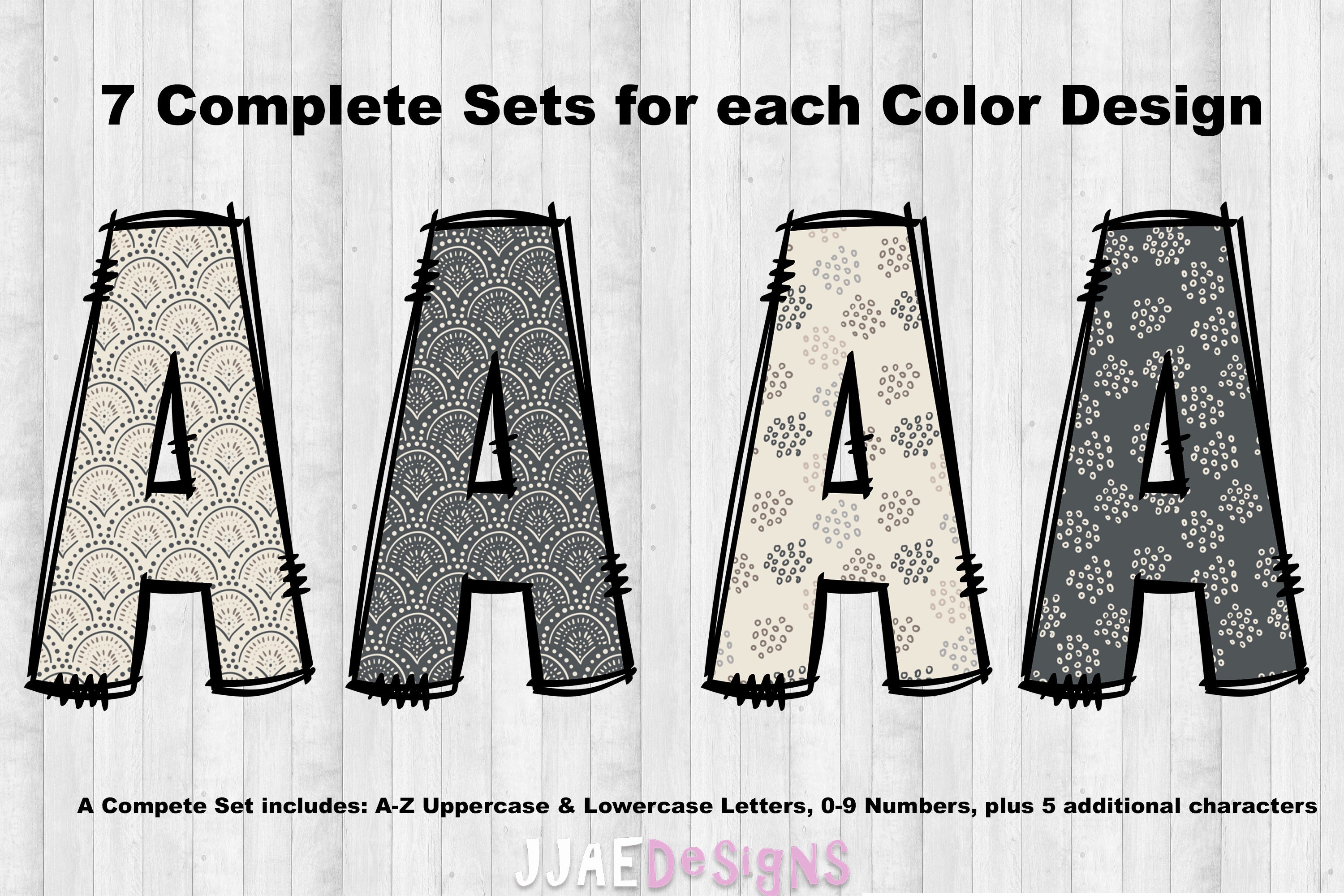 Boho Doodle Letters, Boho Alphabet PNG Letters, Doodle Letters Neutral ...