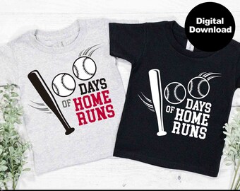 100 dias de escola SVG, 100 dias de home runs svg, 100º dia de escola svg, camisa 100º dia svg corte arquivos para Cricut e silhueta